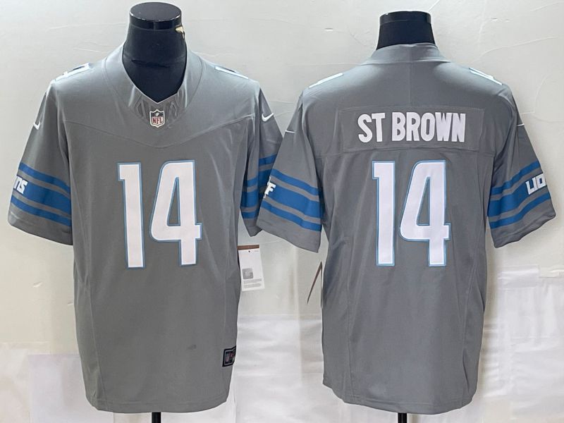 Men Detroit Lions #14 St brown Grey 2023 Nike Vapor Limited NFL Jersey style 1->detroit lions->NFL Jersey